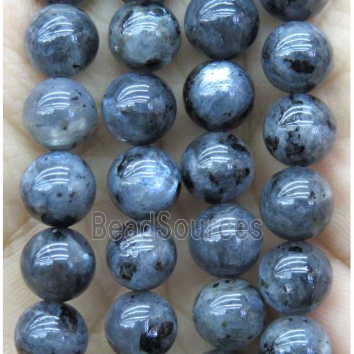 Black Larvikite Labradorite Beads Smooth Round