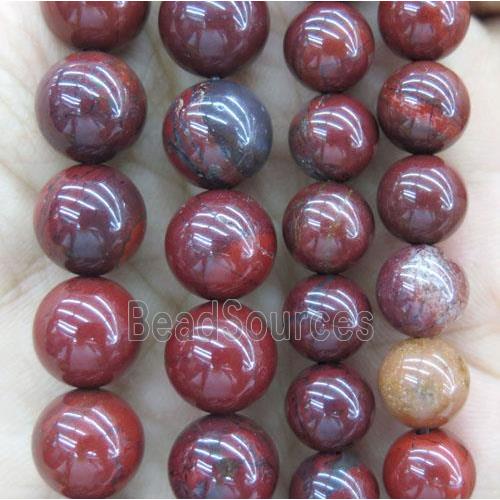 round Apple Jasper beads, red