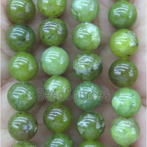 round Olive jade beads