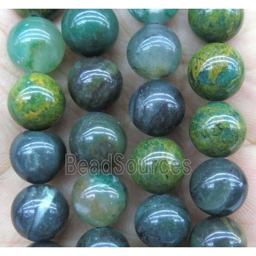 African Flower Verdite beads, green, round