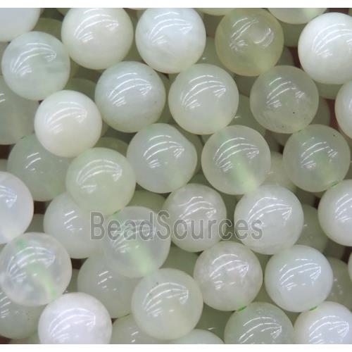 Chinese New Mountain Jade beads, round, lt.green