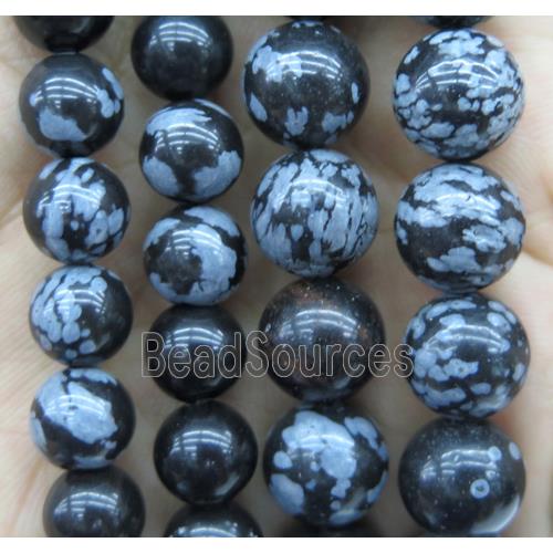 round Snowflake Obisidian jasper beads