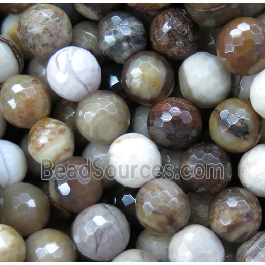 American Petrified Wood Agate beads, faceted round