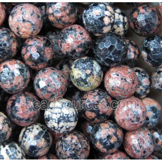 red Snowflake jasper beads, faceted round