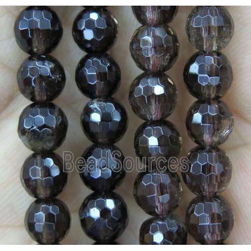 Smoky Quartz bead, faceted round