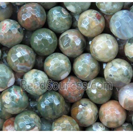 green Rhyolite beads, faceted round