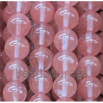 pink watermelon quartz beads, round