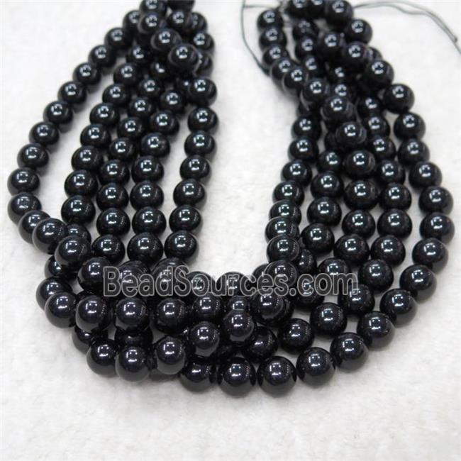 round Black Tourmaline beads