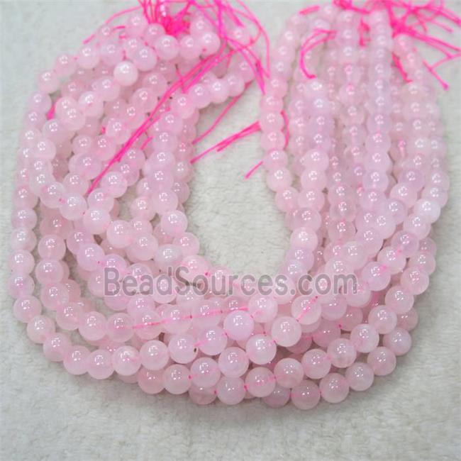 round Rose Quartz beads pink