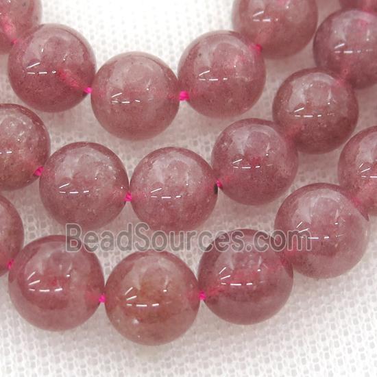 round Strawberry Quartz beads, pink