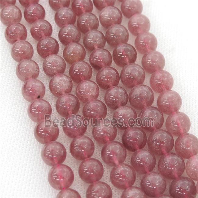 round Strawberry Quartz beads, pink