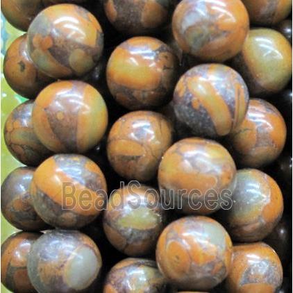 round Bamboo jasper beads, yellow