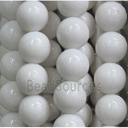 white jade bead, round