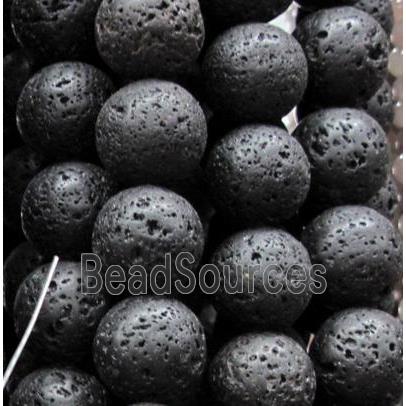 round black lava beads