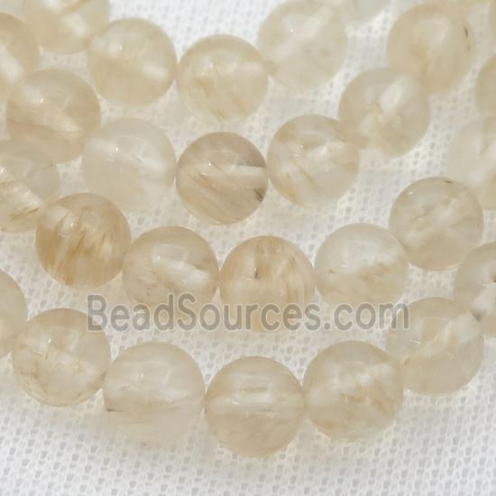 coffee watermelon quartz beads, round