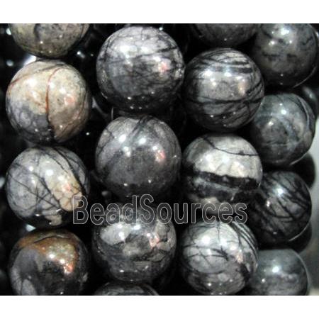 round Picasso Jasper beads, black