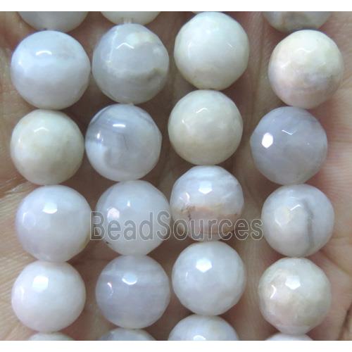 white Crazy Lace Agate Beads, faceted round