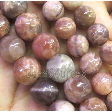 Sunstone bead, faceted round, AB-Grade