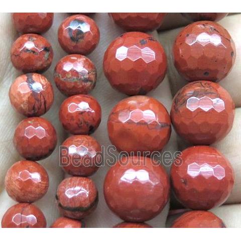 Red Jasper beads, faceted round