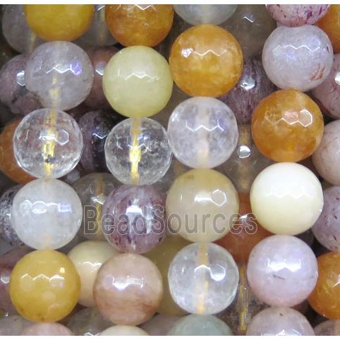 mix rutilated quartz bead, faceted round