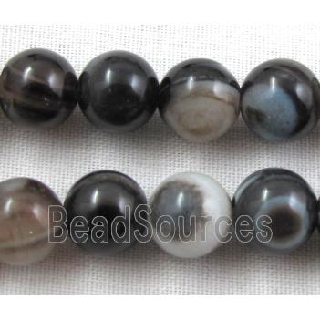 round Chinese Botswana Agate beads, black