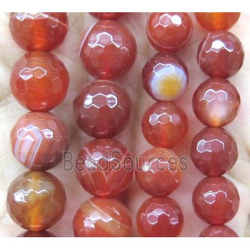 red stripe agate beads, faceted round