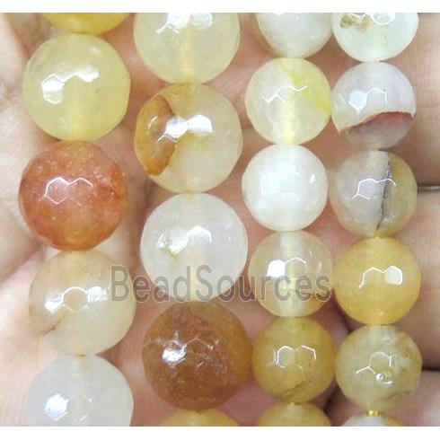 Yellow Jade Beads, faceted round