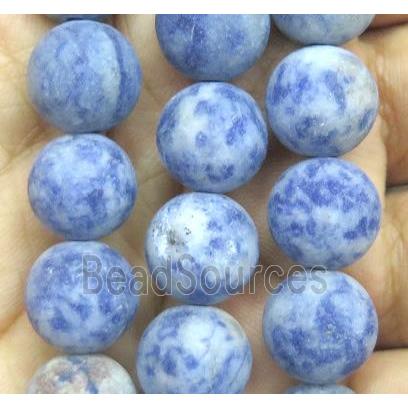 round matte blue spotted dalmatian jasper beads