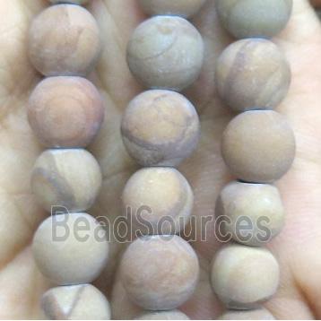 round matte Wooden Lace Jasper beads