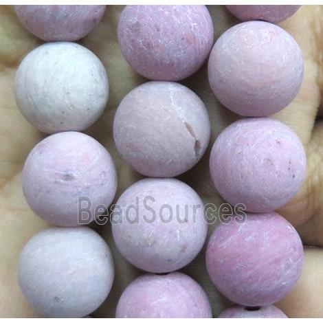 pink Wood Lace Jasper Beads, round, matte