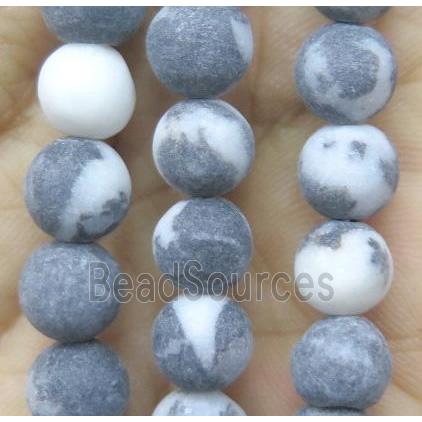 black Zebra Jasper beads, round, matte