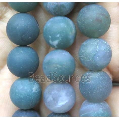 matte round Moss Green Agate Beads