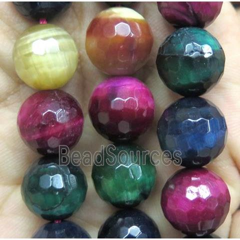 faceted round Tiger Eye Stone Beads, mixed color