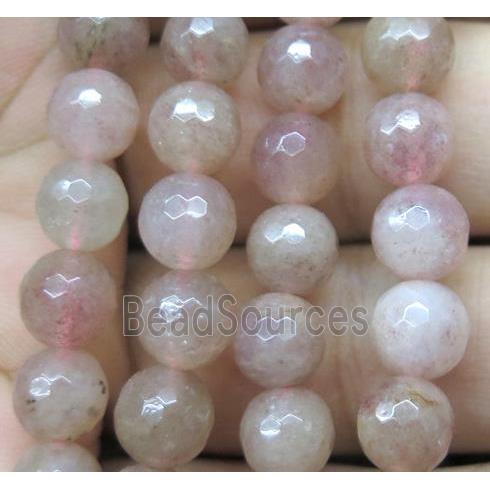 faceted round Strawberry Quartz beads