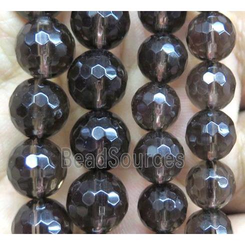 smoky quartz bead, faceted round