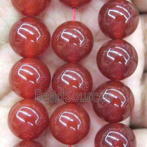 Red Agate Carnelian Beads Smooth Round