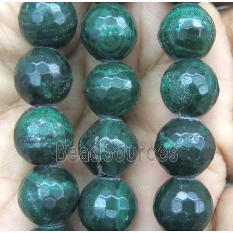 faceted round malachite bead, green dyed