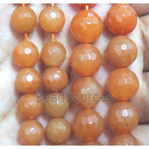 Red Aventurine bead, faceted round