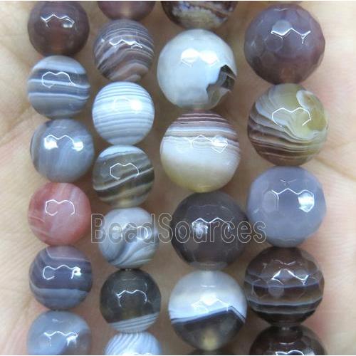 natural grey Botswana Agate beads, faceted round