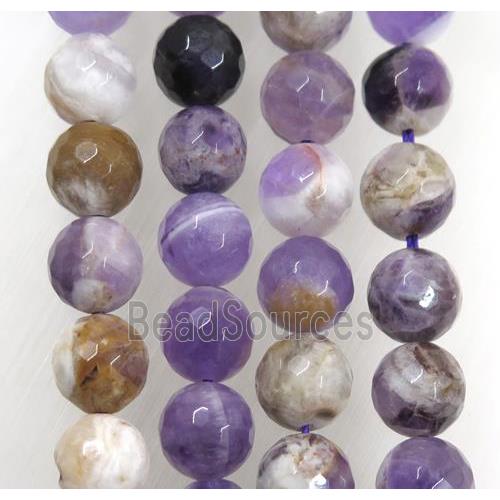 Dogtooth Amethyst bead, faceted round, purple