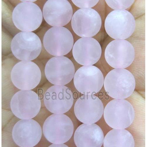 matte round Rose Quartz beads, pink