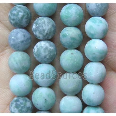 Chinese Nephrite Jade Beads Matte Round Green