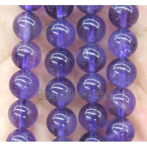 round amethyst bead, purple, A Grade