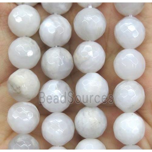 white Chinese Crazy Lace Agate beads, faceted round