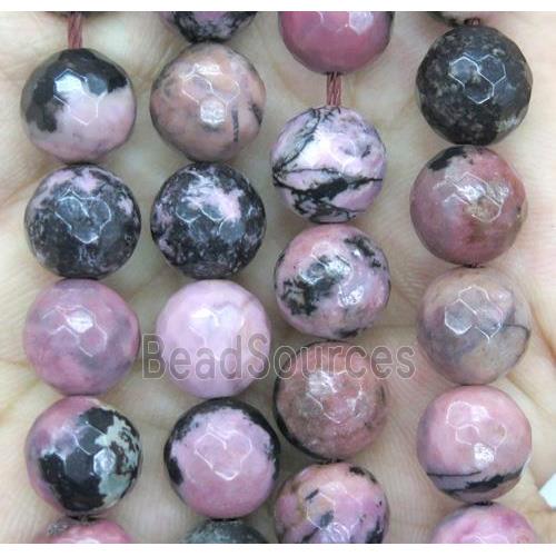 Chinese Rhodonite Beads Faceted Round Pink