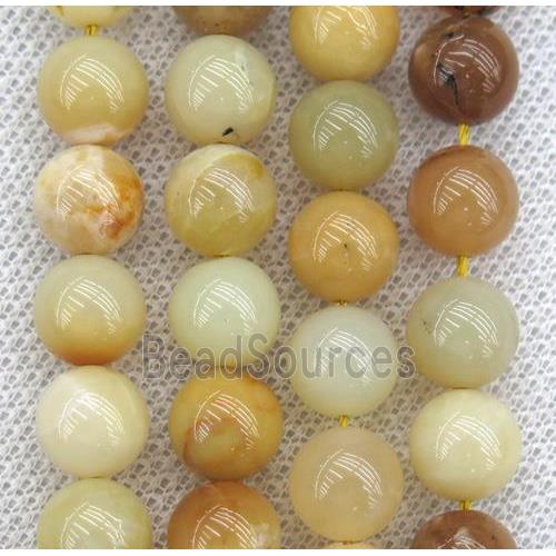 round Yellow Opal Jasper Beads