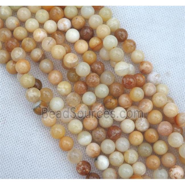 round Yellow Opal Jasper Beads