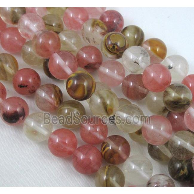 watermelon quartz beads, round