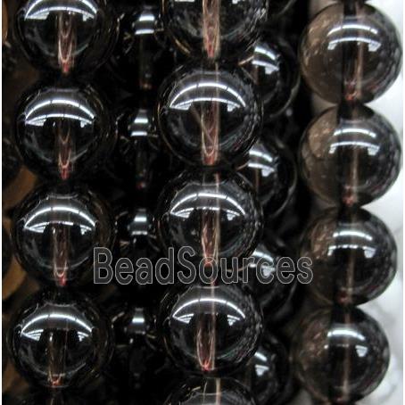 smoky quartz beads, smooth round, dye