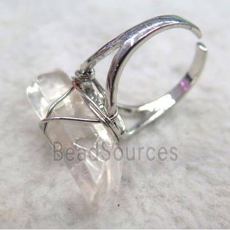 clear quartz ring, wire wrapped